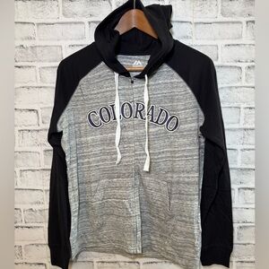 Majestic Colorado Rockies full zip lightweight gray vintage style hoodie M